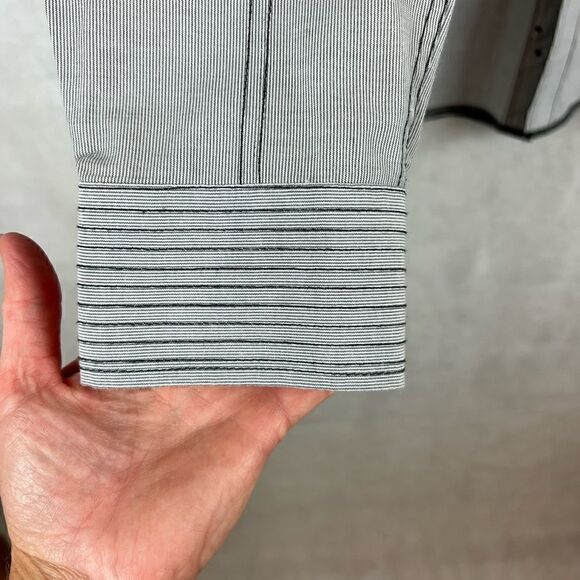 No Retreat Engineer Grey Black Striped Button Up Casual Shirt - Picture 9 of 12